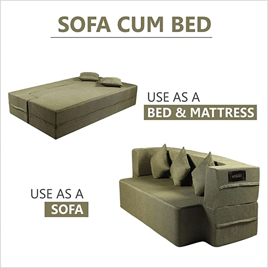Green coloured 3-seater sofa cum bed for your home
